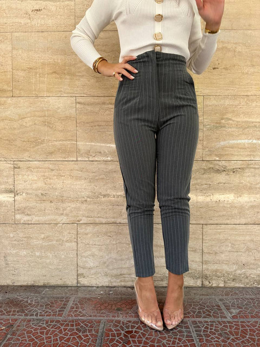 Panta pence gessato grey