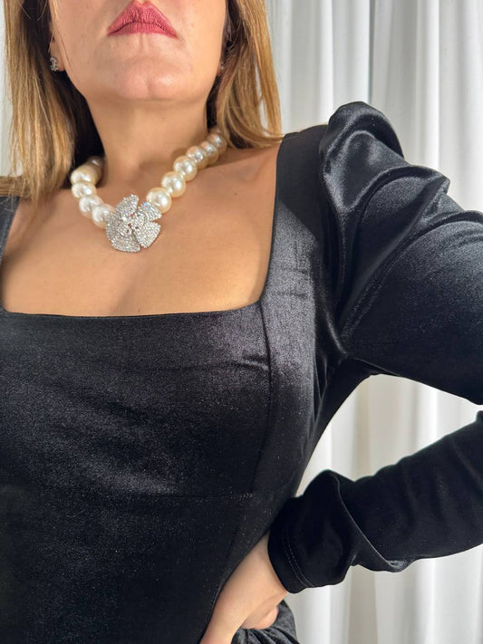 Collana Perlone con Camelia Gioiello