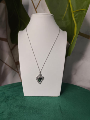 Collana Cuore Sacro e Strass Silver