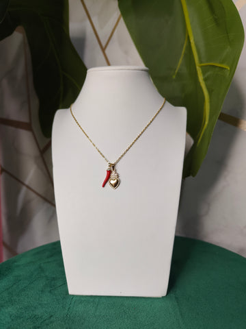Collana Cuore Sacro e Peperoncino Gold