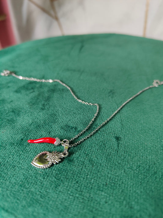 Collana Cuore Sacro e Peperoncino Silver