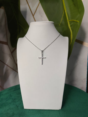 Collana Croce Slim Zirconata Silver