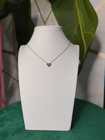 Cuore Zirconato Arcobaleno Silver Mini
