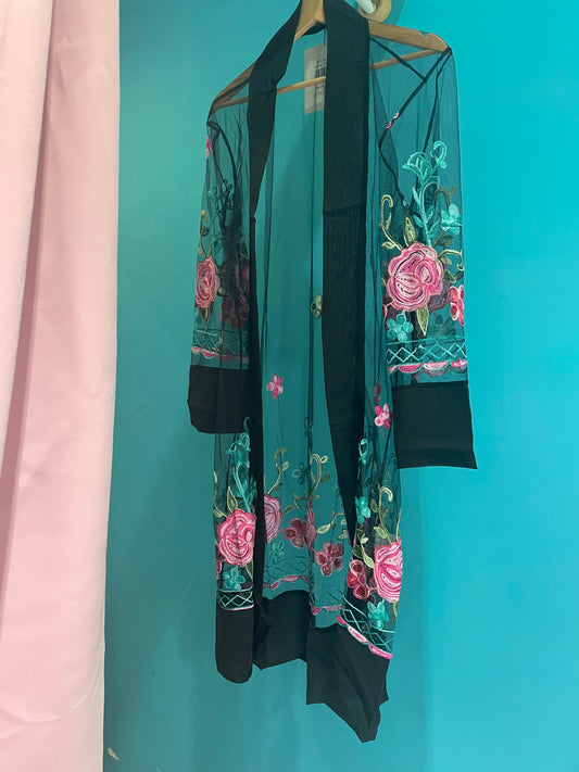 Kimono Nero Ricamato