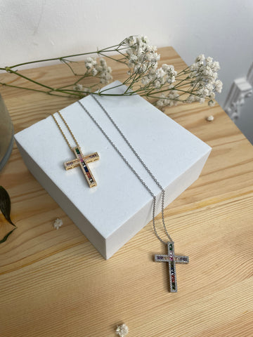 Collana croce pietre Multicolors