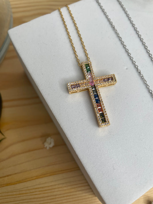 Collana croce pietre Multicolors