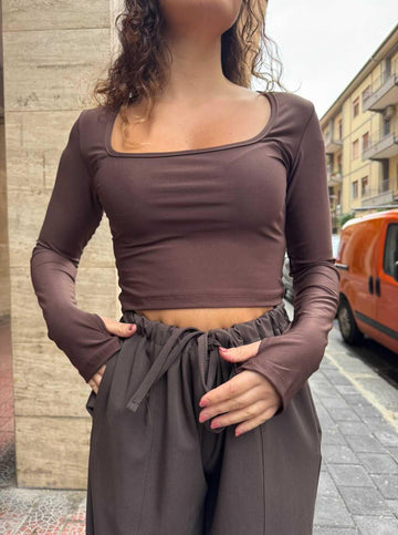Maglia Cropped Guanto Marrone