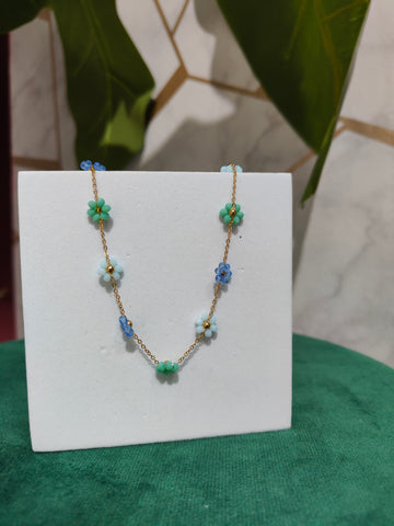 Collana Margherite Multicolore Azzurro