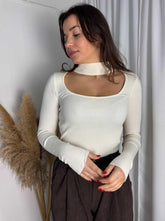 Maglia Collarino Bianco Latte