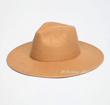 cappello falda larga cammello