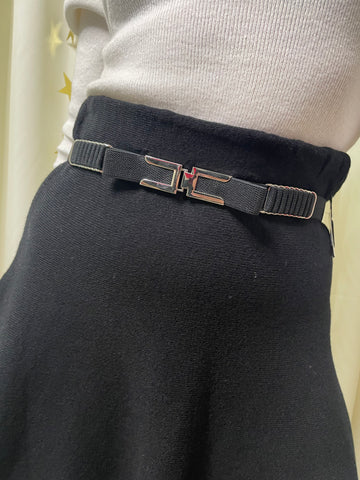 Cinturino nero fiocco placca argento
