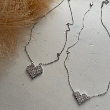 Collana cuori emoticon argento