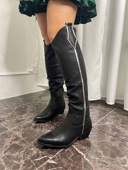 Texano ecopelle con riga laterale