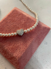 Collana con perline e cuore argento