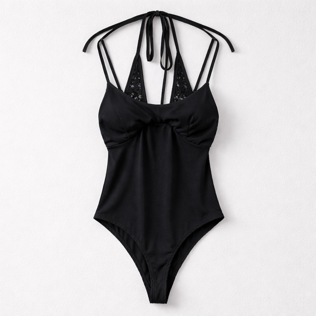 Body Inserto Pizzo Nero Low