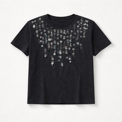 T Shirt Nera Paillettes