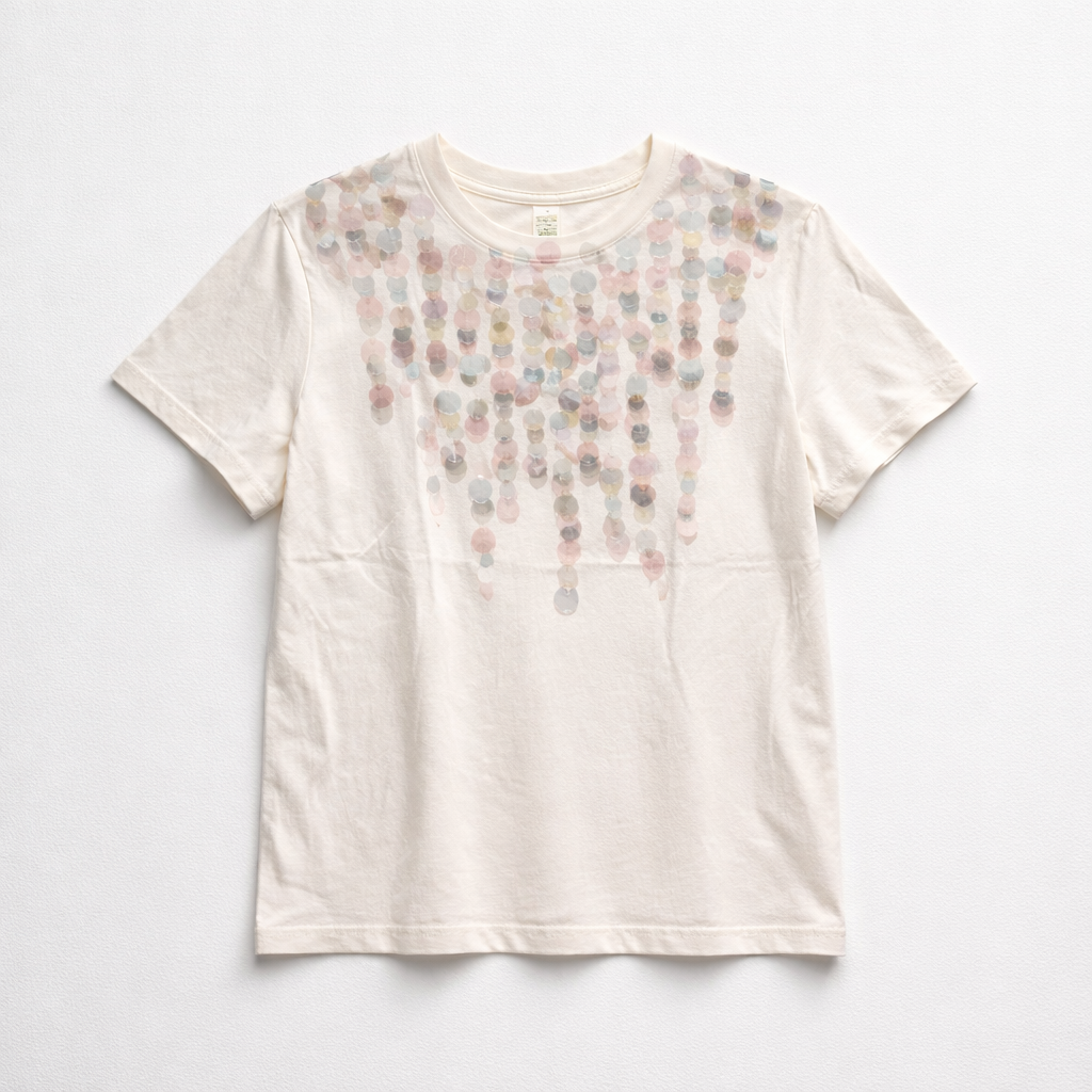 T Shirt Crema Paillettes