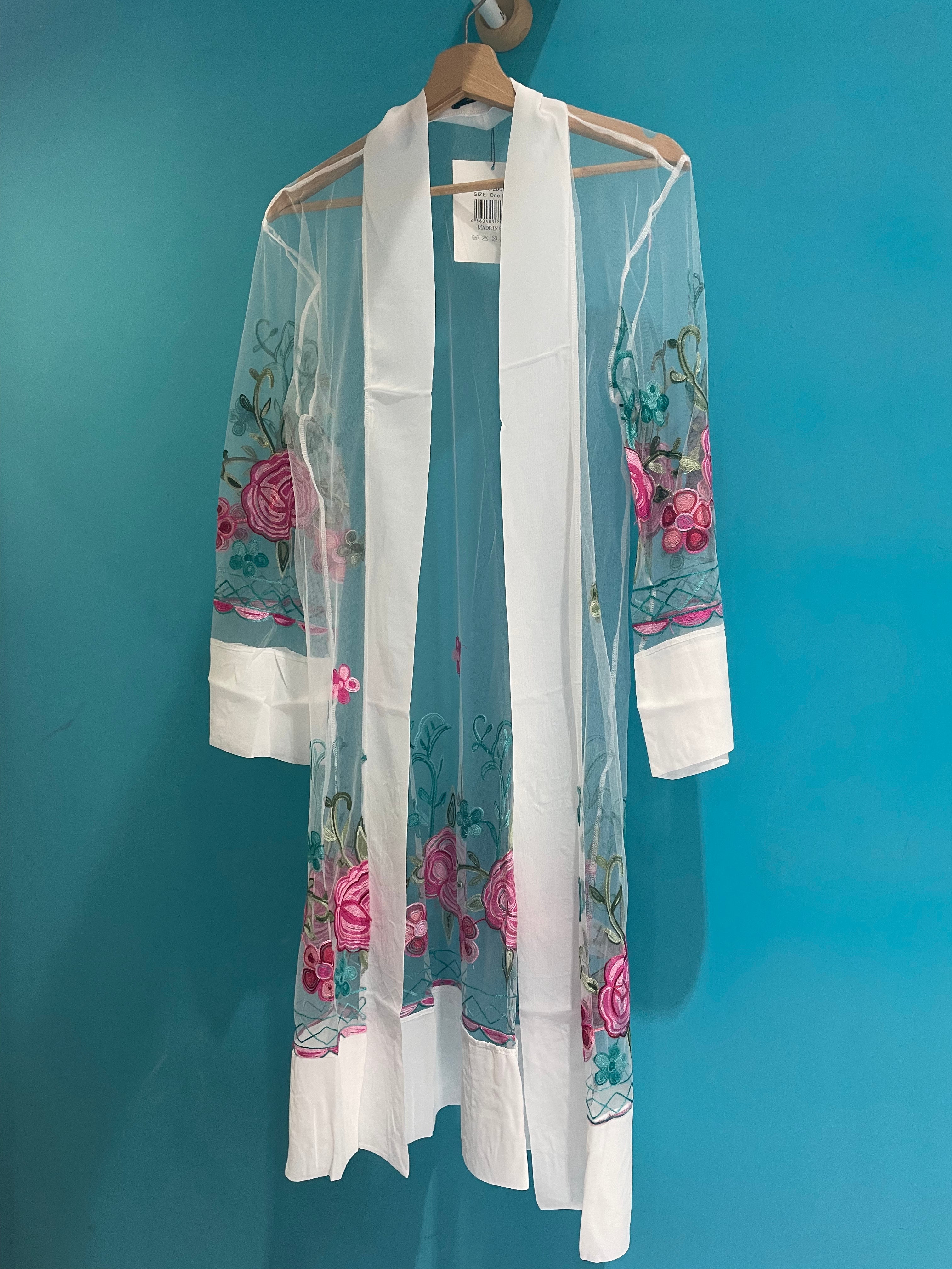 Kimono Bianco Ricamato