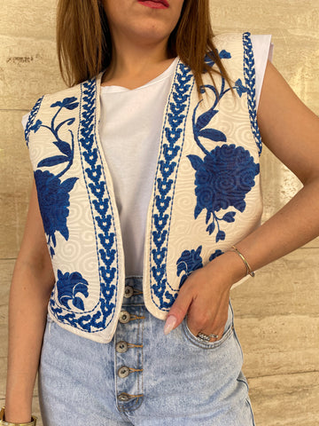 Gilet Gypsy fiore azzurro