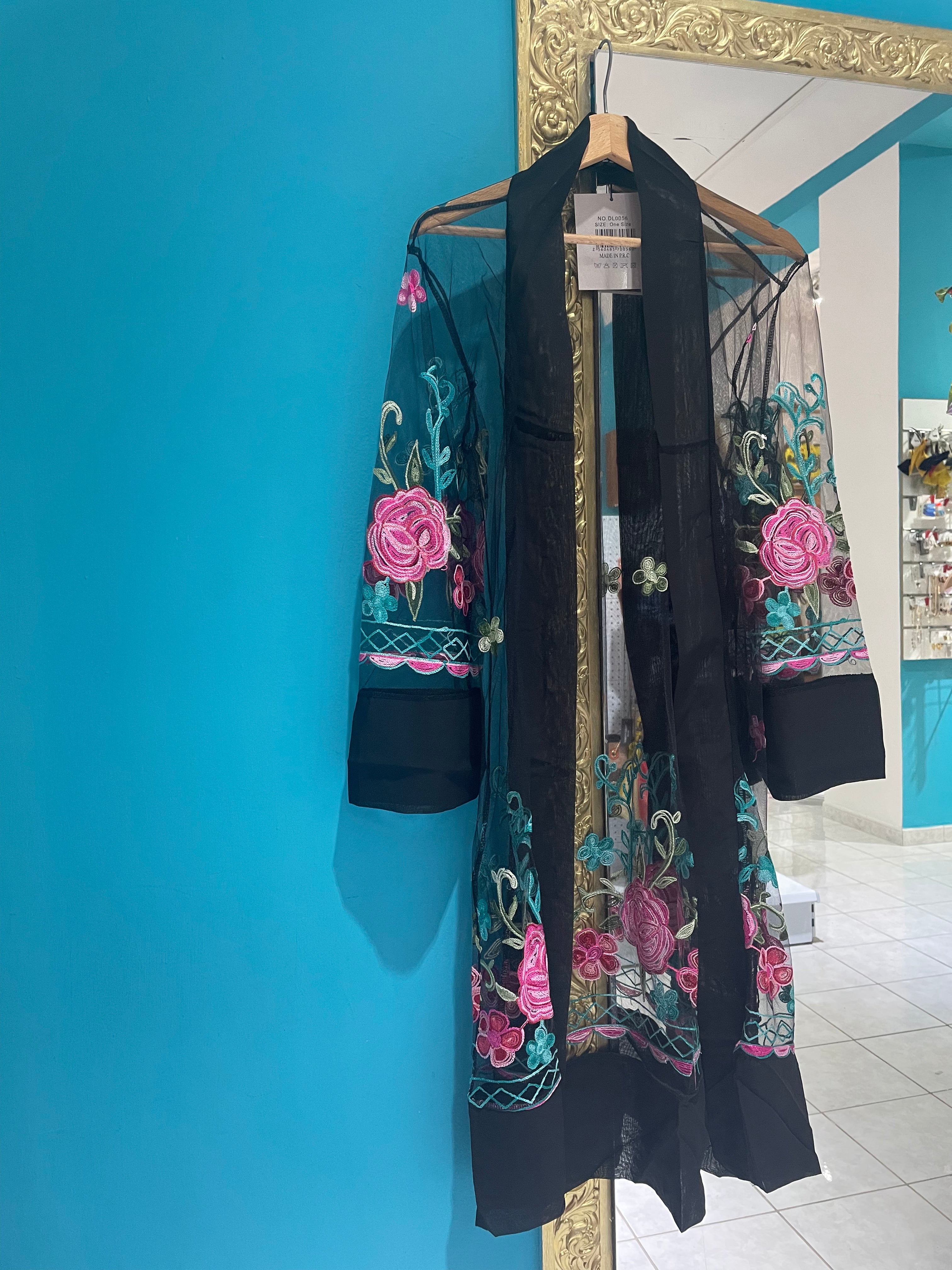 Kimono Nero Ricamato