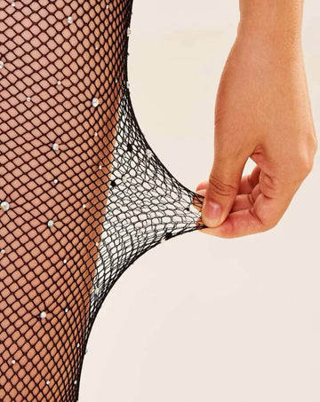 Collant microrete con diamantini