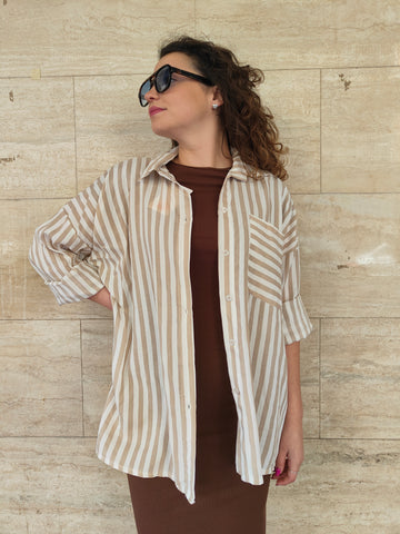 Camicia Rigata Beige