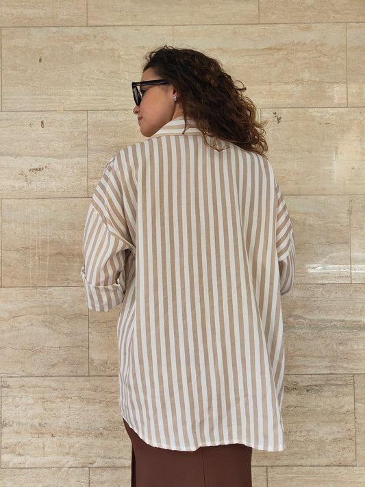 Camicia Rigata Beige