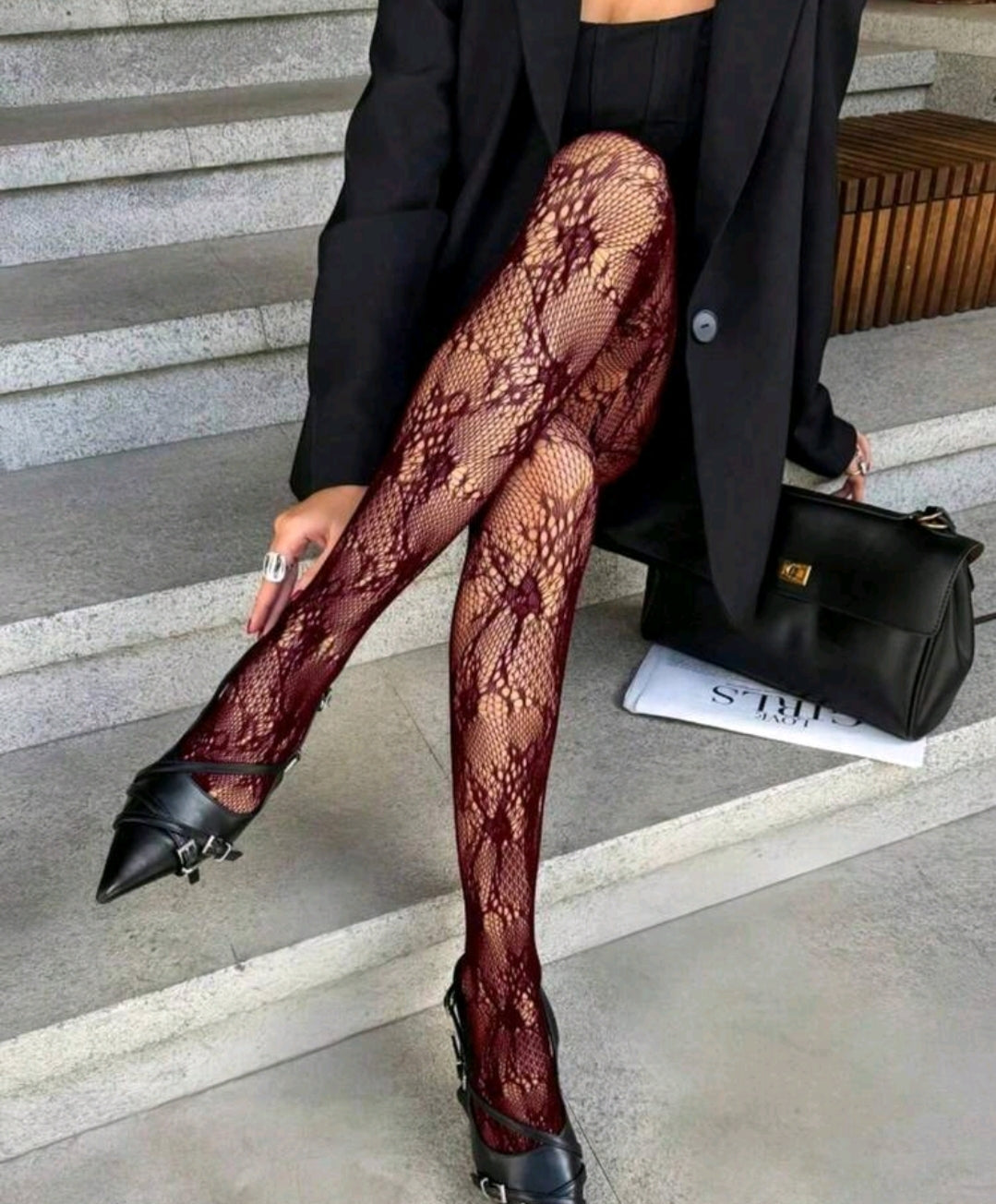 Collant Pizzo Bordeaux