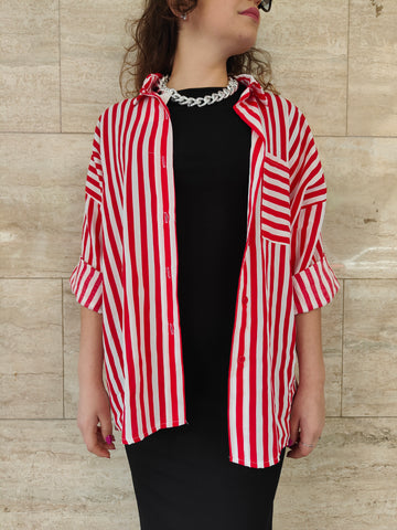 Camicia Rigata Rossa
