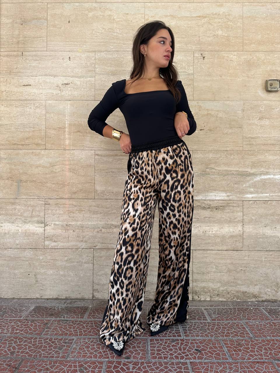 Pantalone Satin Animalier