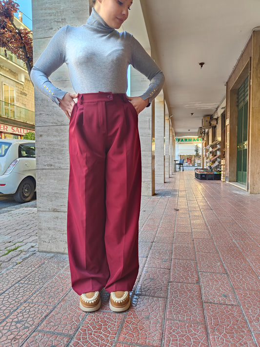 Pantalone Wide Giordie Bordeaux