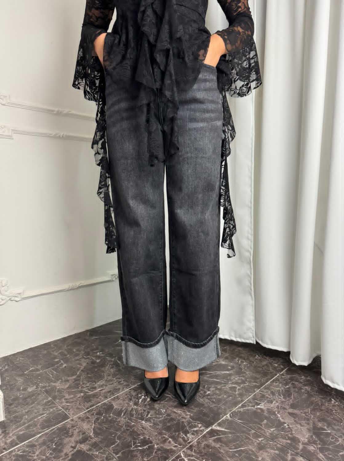 Jeans Piegone Strassato