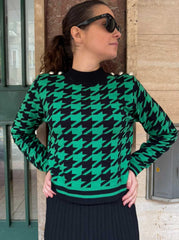 Pullover Geometrico Low Verde