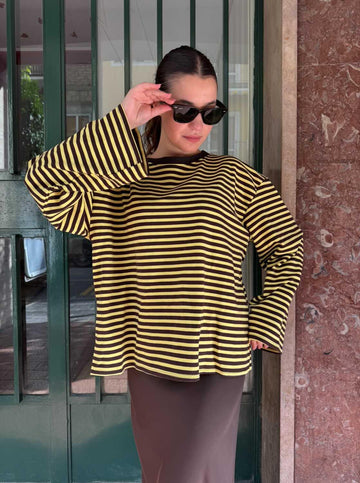 T-shirt Long Striped Gialla