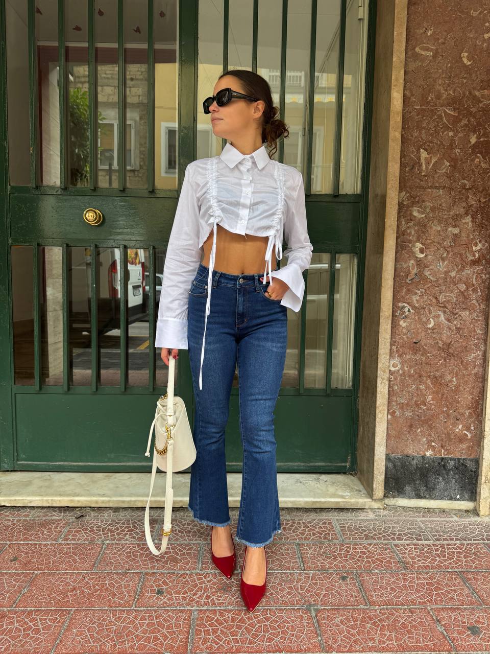 Camicia croppet laccetti