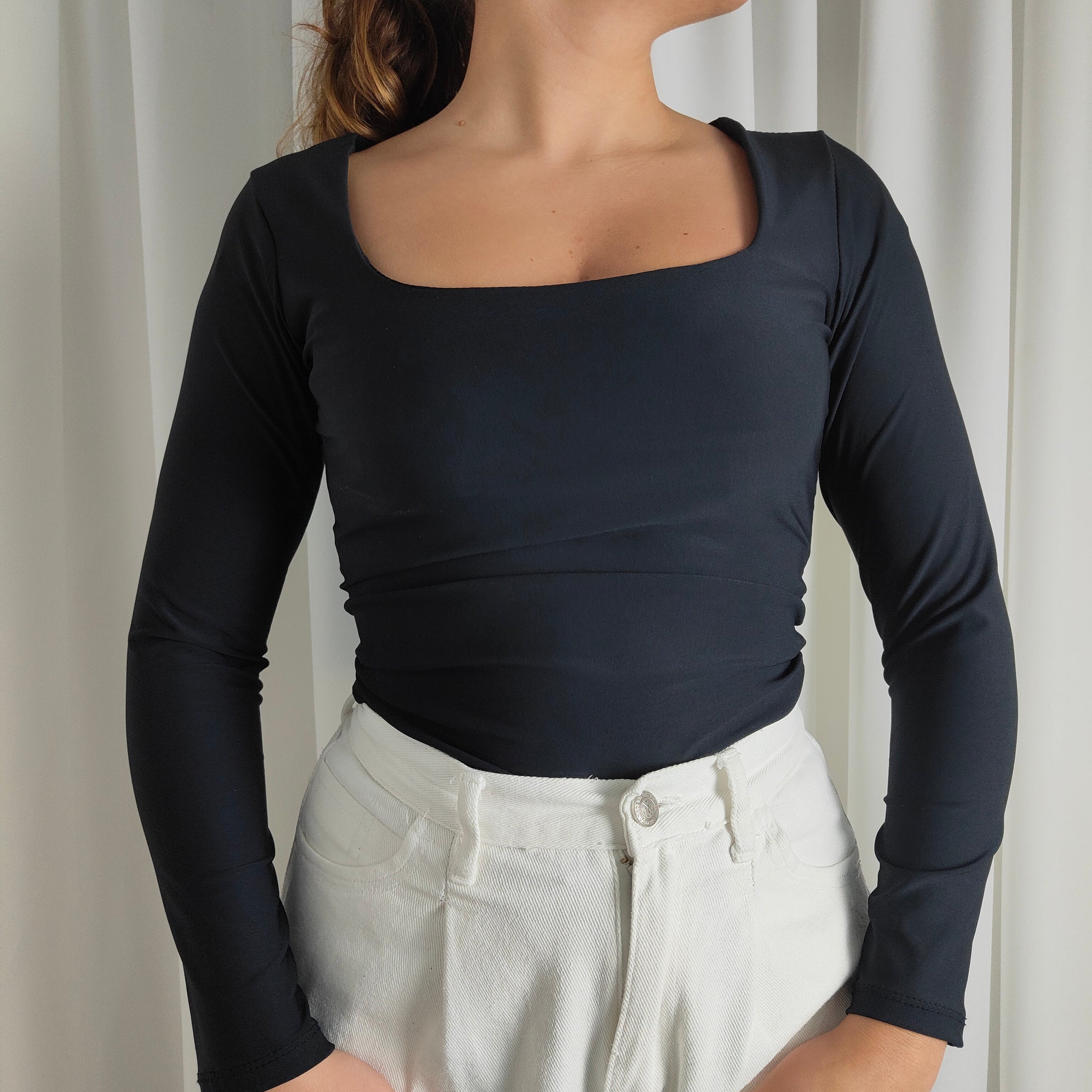 Body Scollo quadrato Nero
