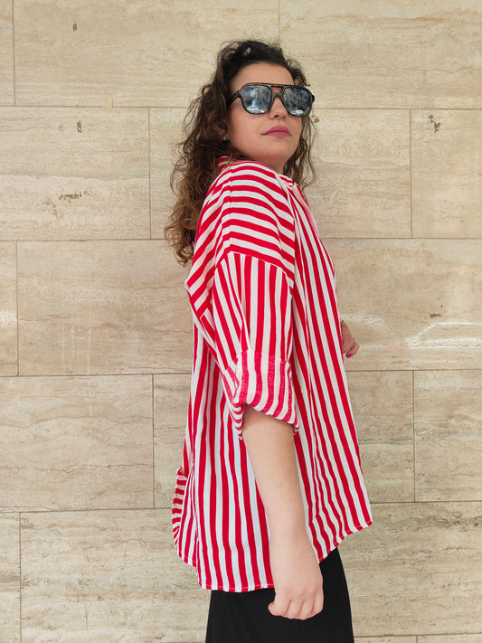 Camicia Rigata Rossa