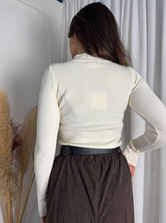 Maglia Collarino Bianco Latte