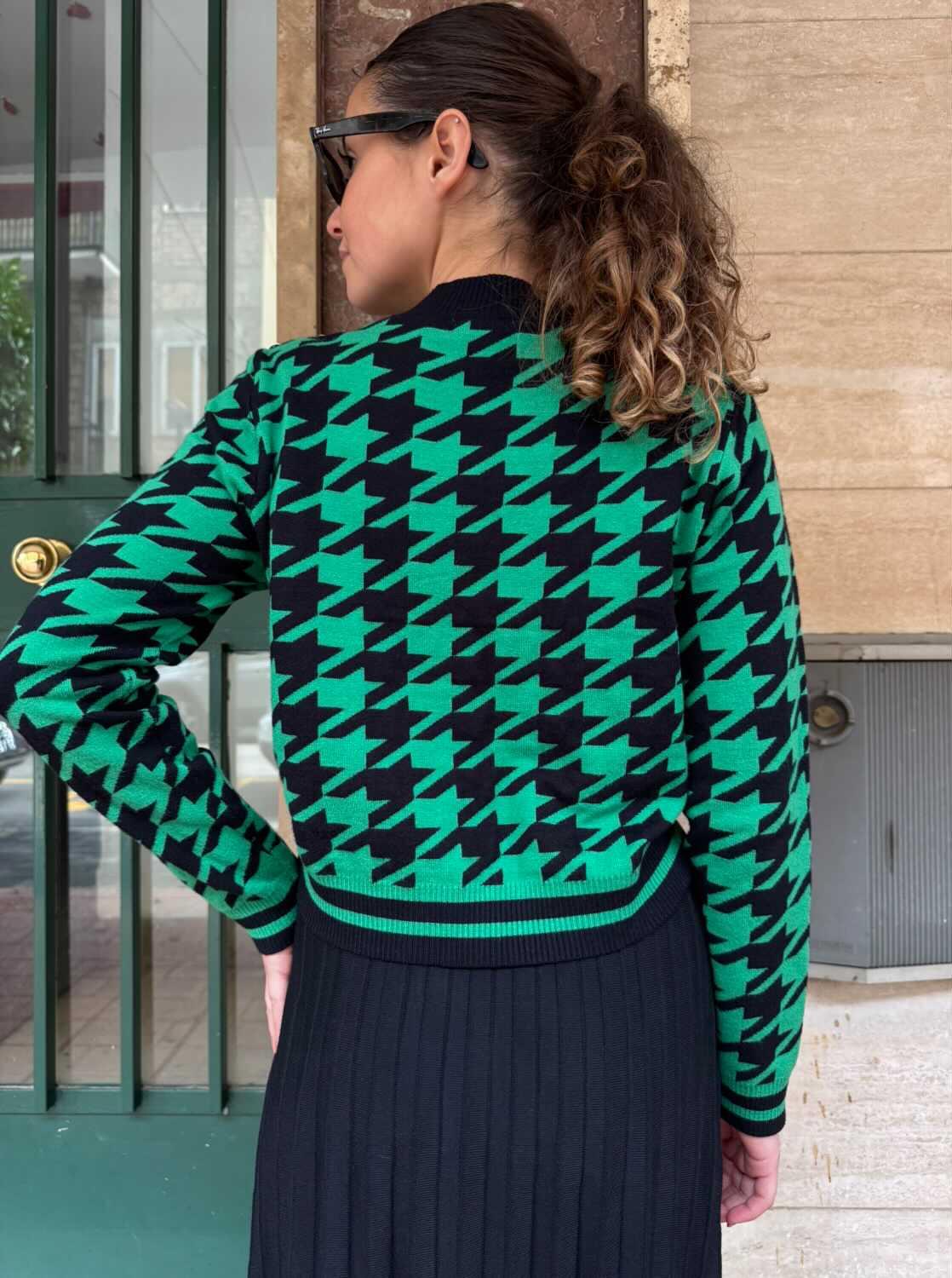 Pullover Geometrico Low Verde