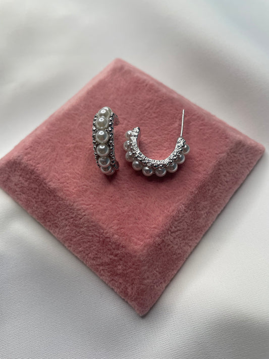 Semicerchi archetto perle in argento