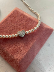 Collana con perline e cuore argento